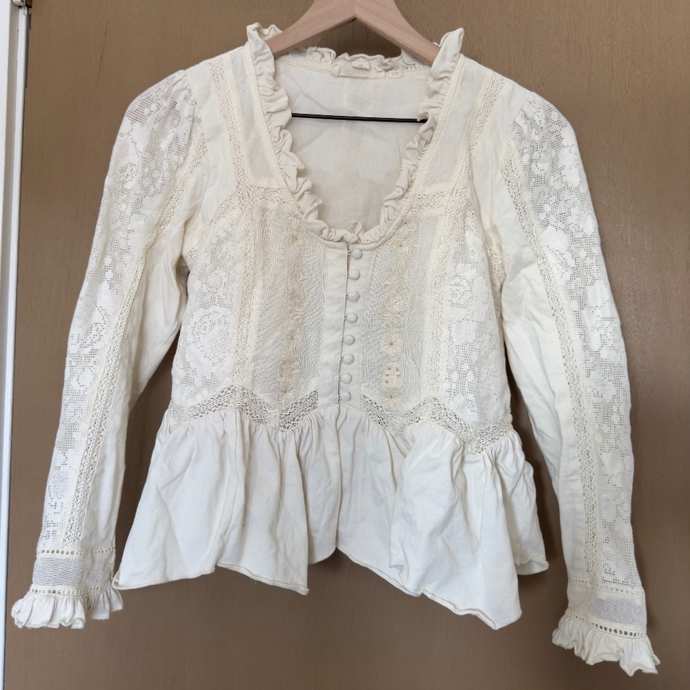 Anthropologie "Forever That Girl" Ivory Lace Blouse